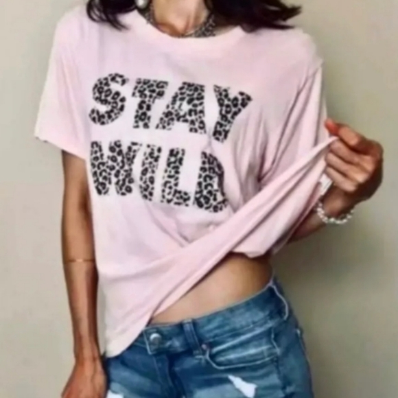NWT Wildfox Stay Wild Keke Tee in Lotus pink - Picture 1 of 9